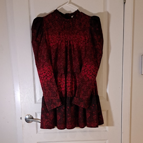 Topshop Tops - 145 - Topshop Red and Black Floral Pattern Dress Or Top